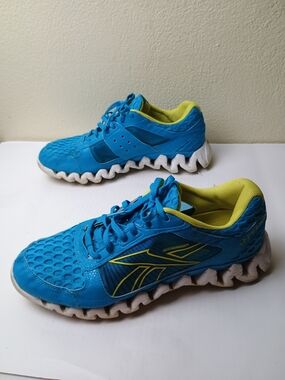 Reebok Zig Tech Shark Pursuit 360 Men's 9.5 Blue and Lime Trail Running Sneakers